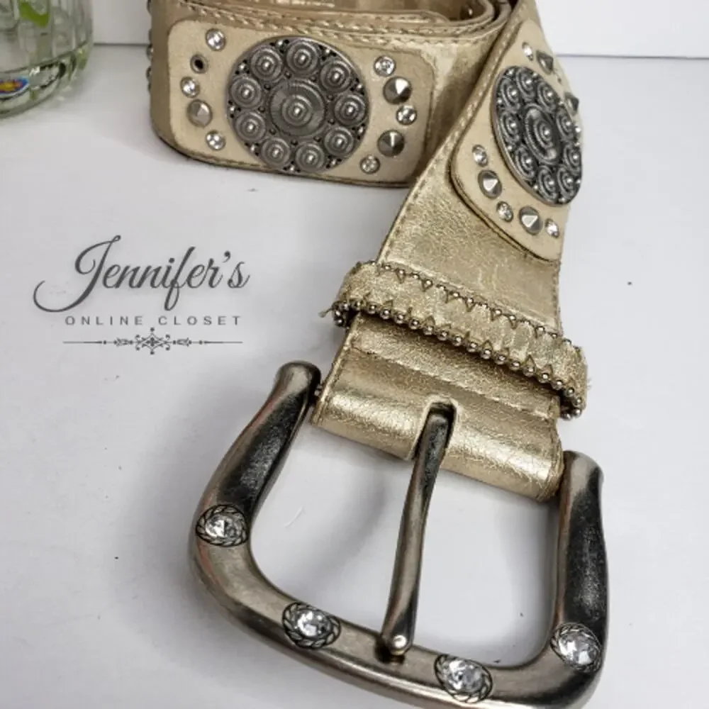 3/$25 Kathy Van Zeeland Faux Leather Studded Belt Size Medium